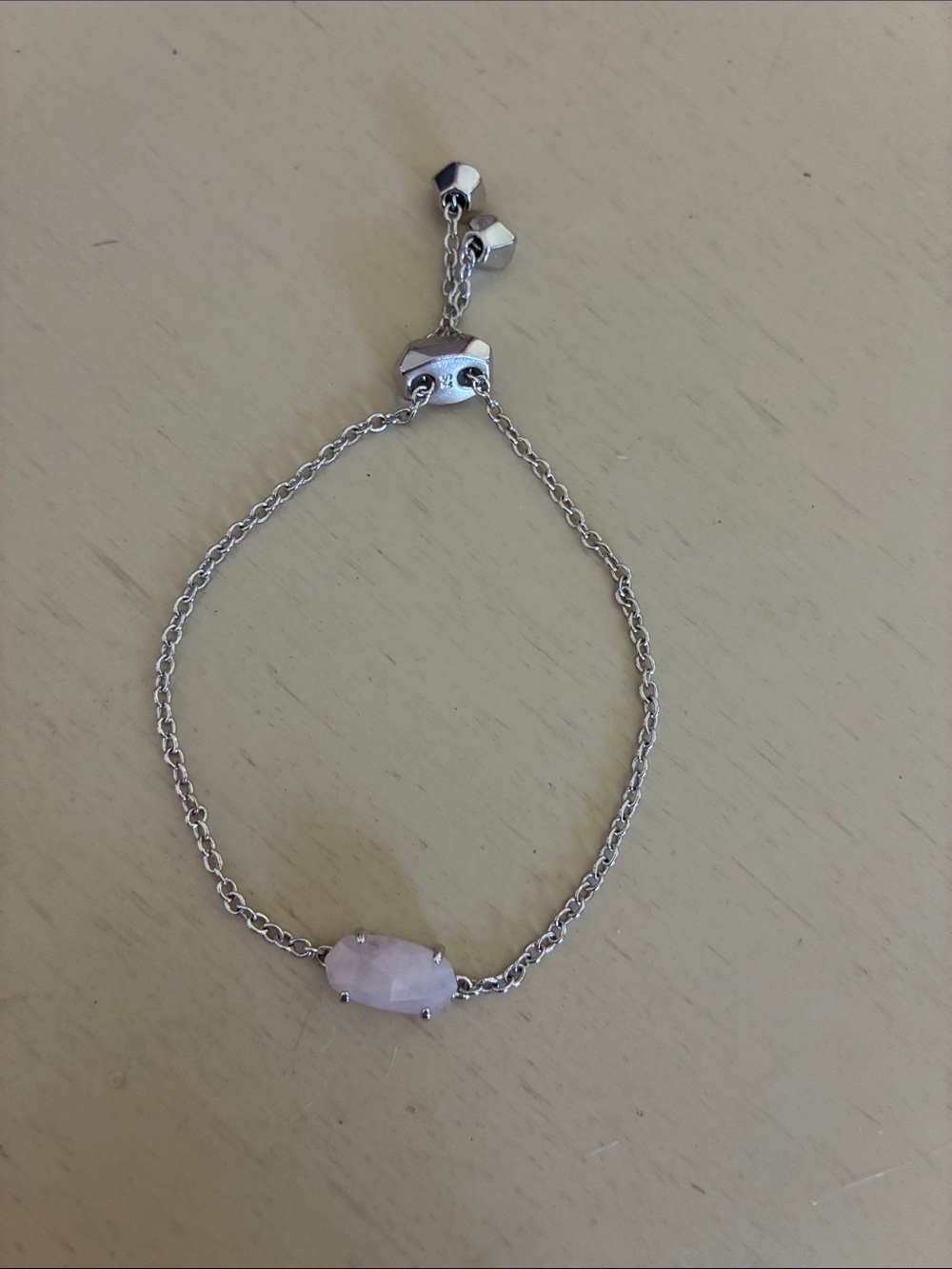 Kendra Scott Silver Chain Bracelet with Pale Pink Stone